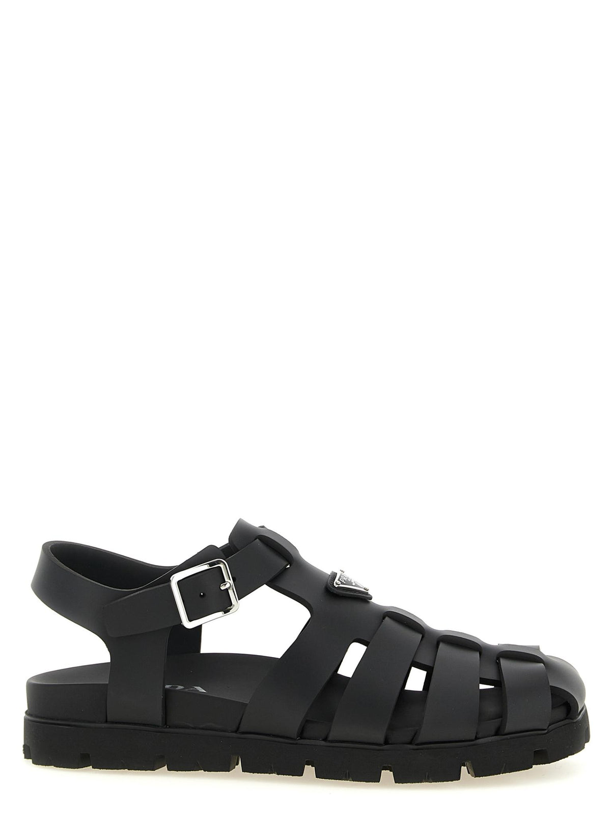 PRADA Black Leather Strappy Sandals Men