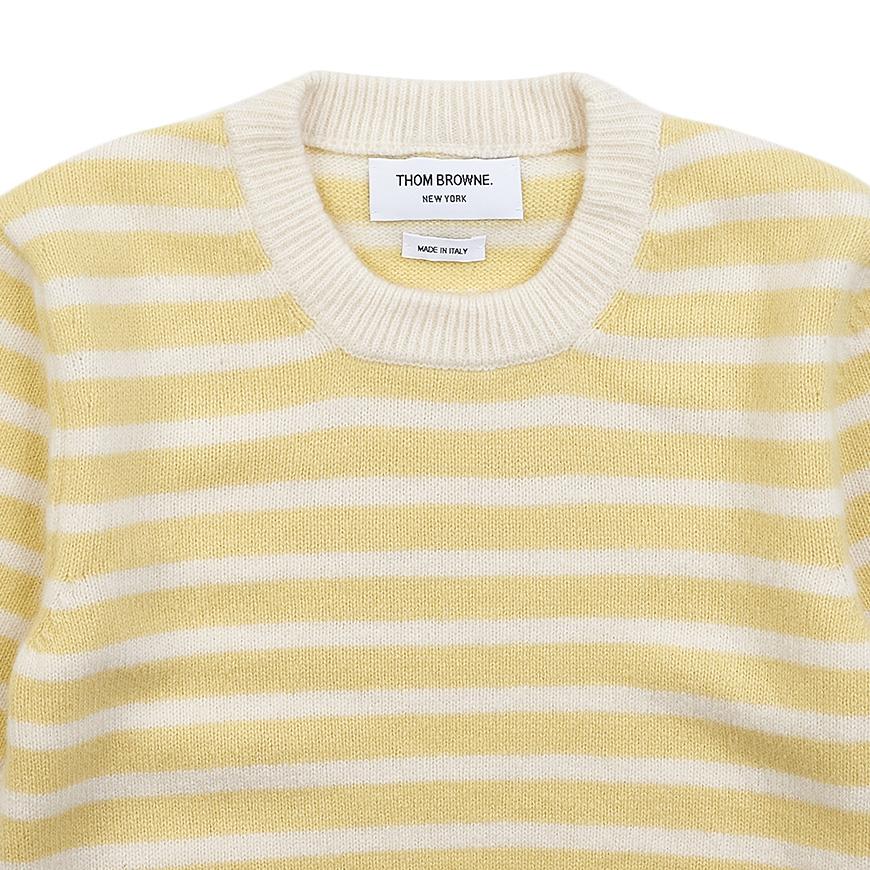 THOM BROWNE Women’s Stripe Jersey Stitch Short Sleeve Crewneck Knit