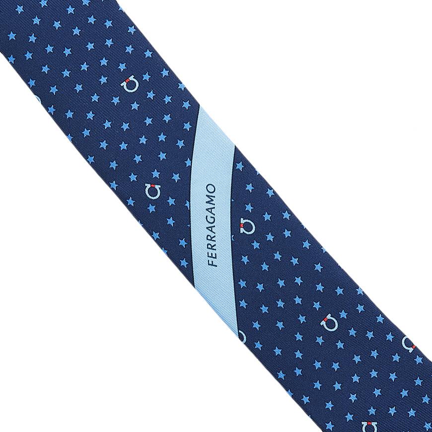 Ferragamo Gancini Silk Tie for Men 35 0874 F NAVY 0761807