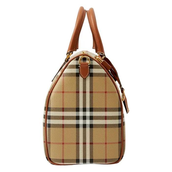 BURBERRY Women’s Medium Check Bowling Bag Beige Shoulder Bag