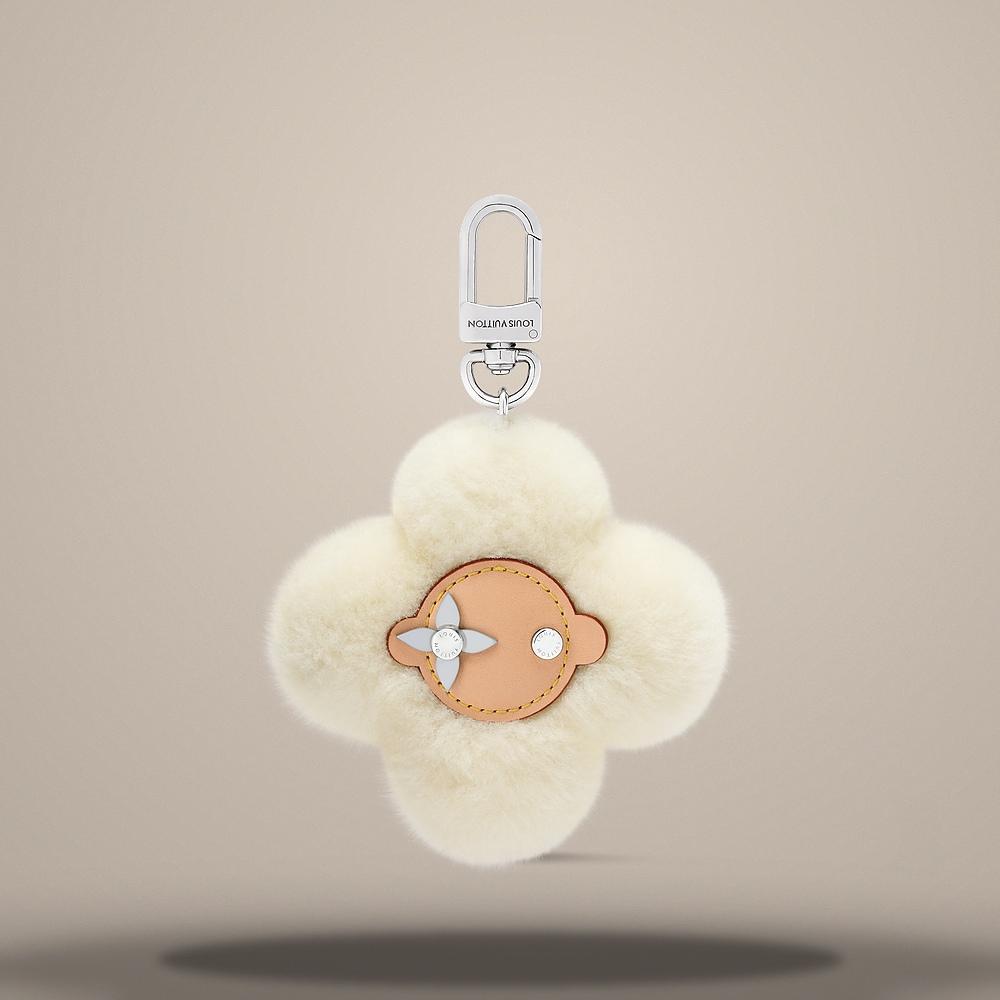 Louis Vuitton Vivienne Shearling Cream Bag Charm Key Ring M03455