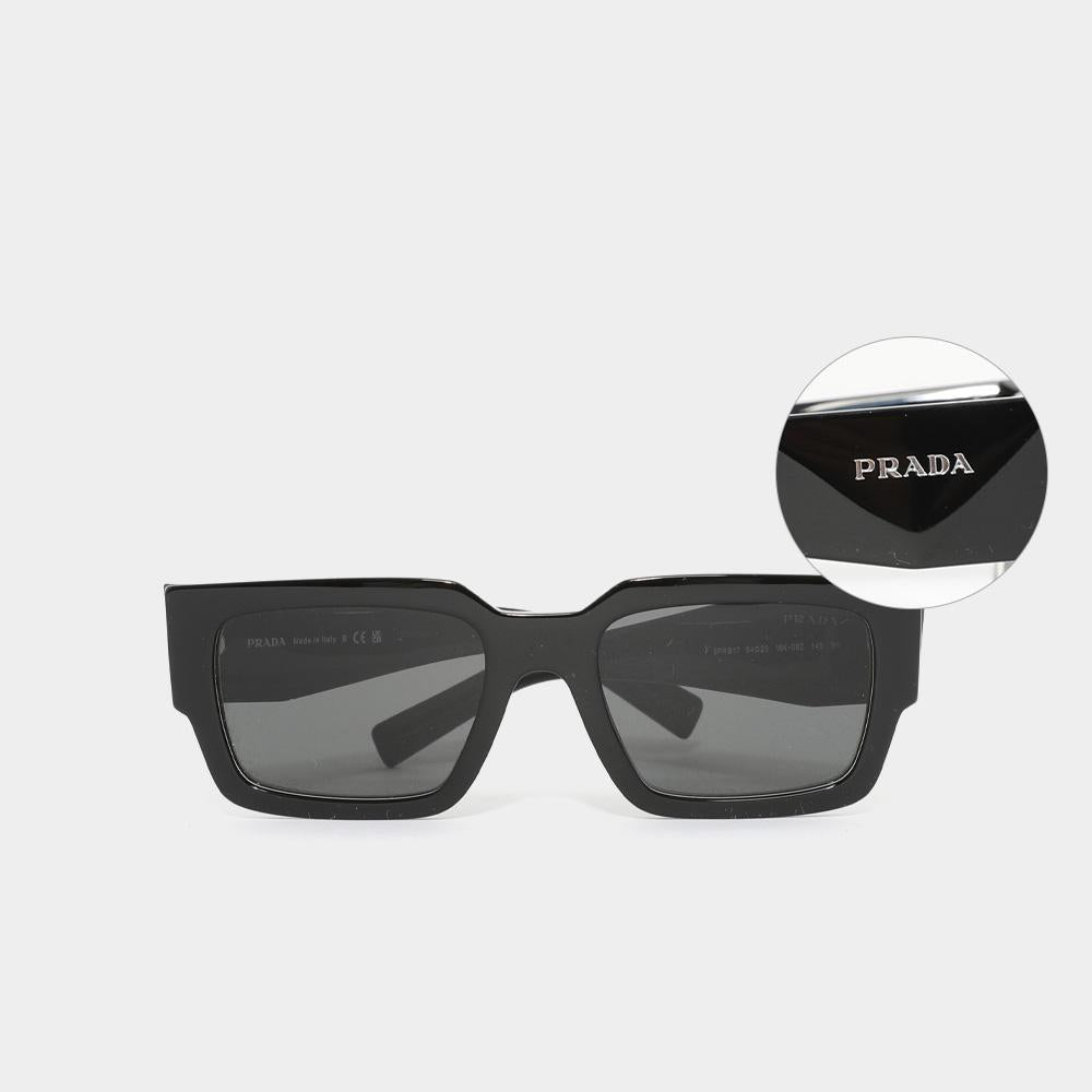PRADA Black Dark Gray Unisex Sunglasses