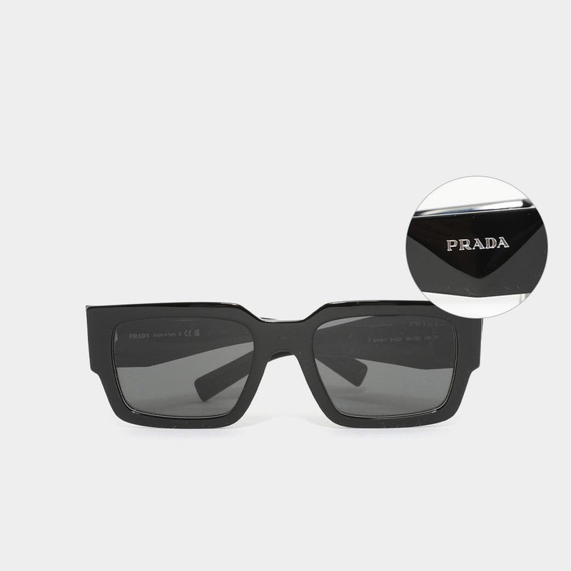 PRADA Black Dark Gray Unisex Sunglasses