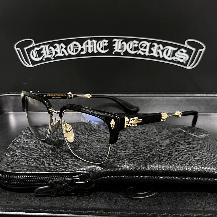 Chrome Hearts Black Gold Plate Eyeglasses Unisex