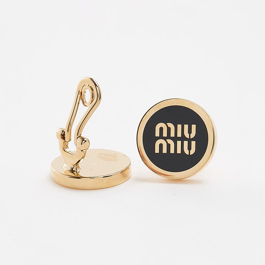 Miu Miu Black Enamel Metal Earrings
