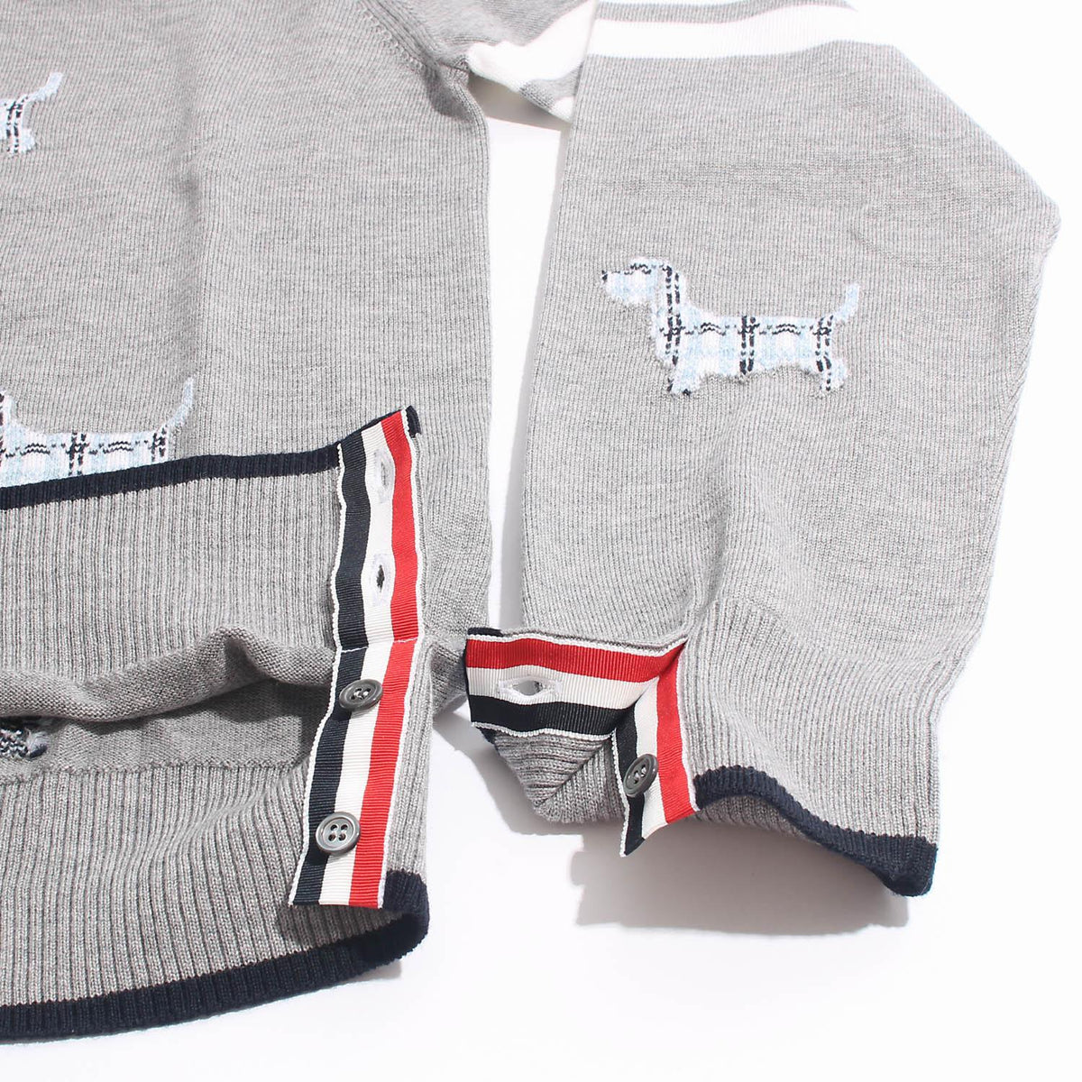 THOM BROWNE Hector Merino Wool Crewneck Sweater Light Gray