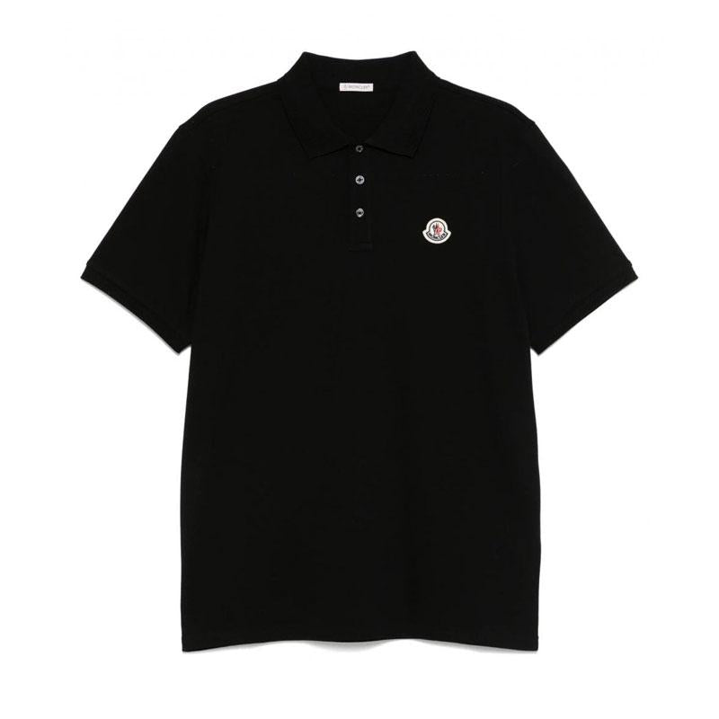 Moncler Men’s Logo Patch Cotton Piqué Polo Shirt Black