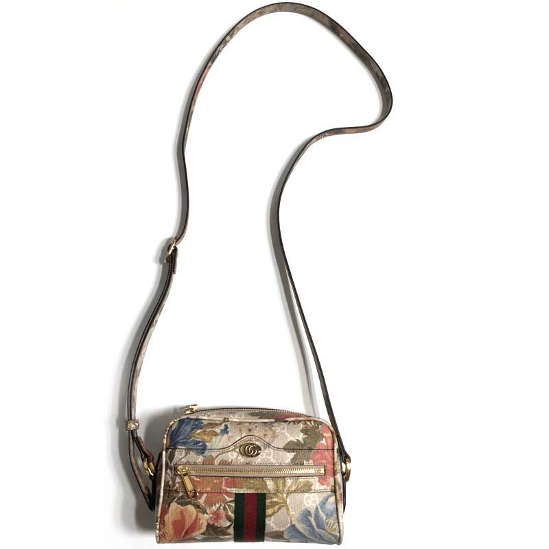 GUCCI Ophidia GG Mini Shoulder Bag Beige Brown Canvas Leather