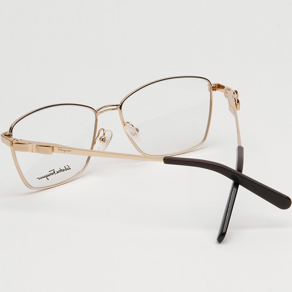 Ferragamo Gold Metal Square Eyeglass Frame Unisex SF2198 717
