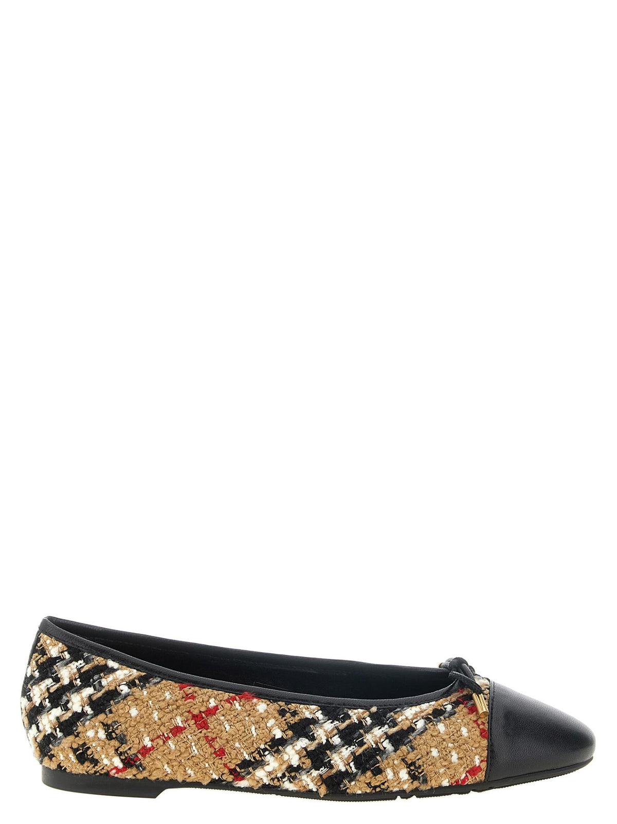 BURBERRY Beige Check Canvas Flat Shoes