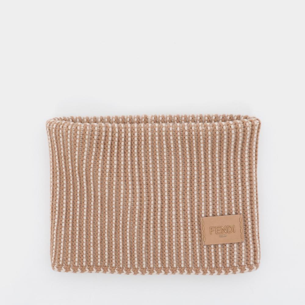 FENDI Patch Logo Wool Unisex Neck Warmer Scarf FXP526 ASG3 F15W8