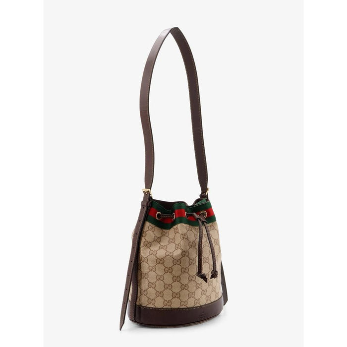GUCCI Venice Small Bucket Bag Beige Brown Leather Shoulder Bag