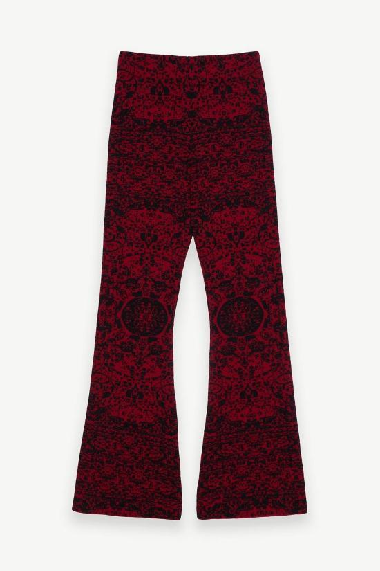 Les Benjamins Red Straight Classic Pants for Women LEBW252 PRPN017