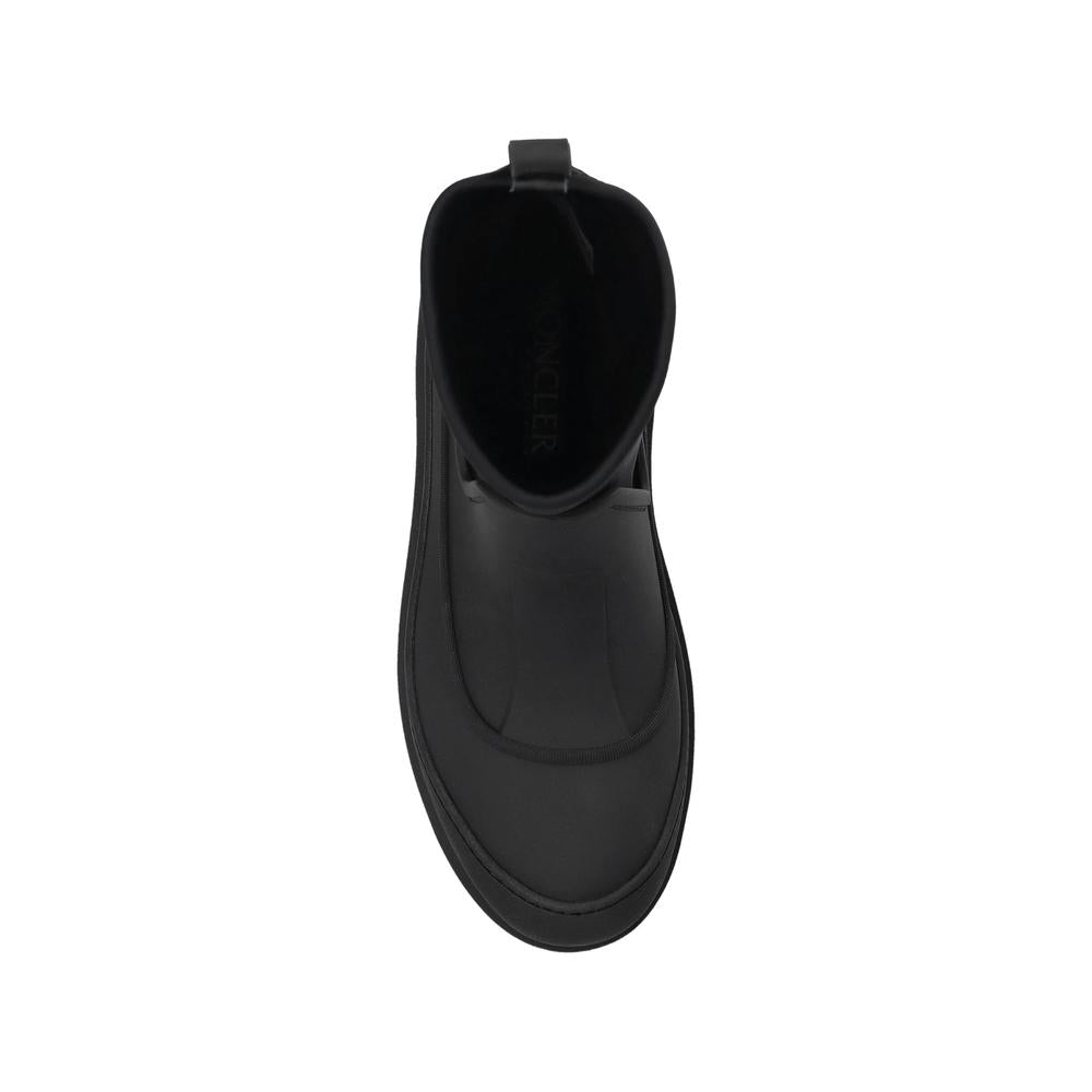 Moncler Black Leather Mid Ankle Boots for Men