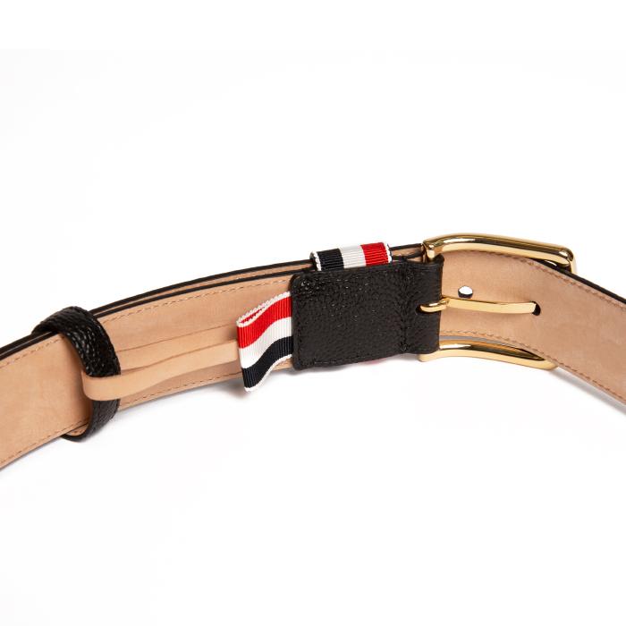 THOM BROWNE Black Pebble Leather Belt 35mm