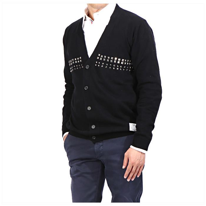 The Editor Men’s Studded Cardigan Black Knit 6943 N11