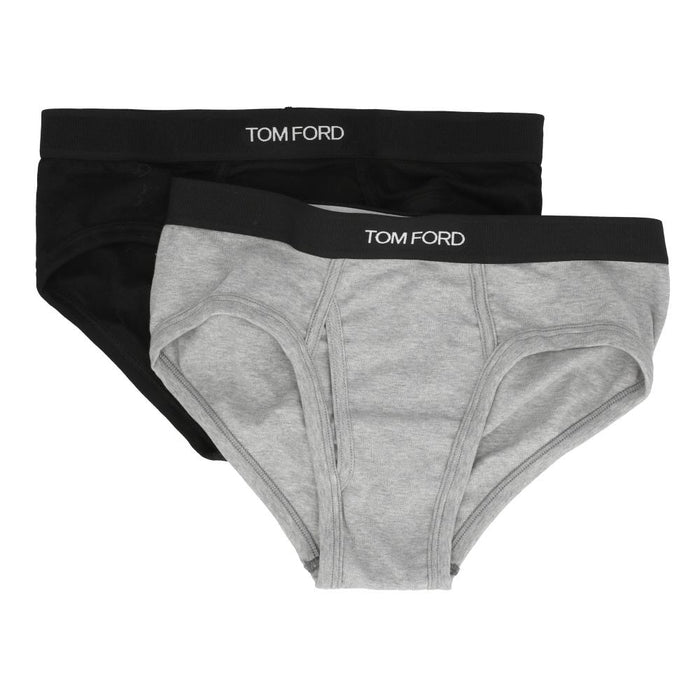 TOM FORD Men's Briefs 2-Pack Black Cotton Underwear Set
