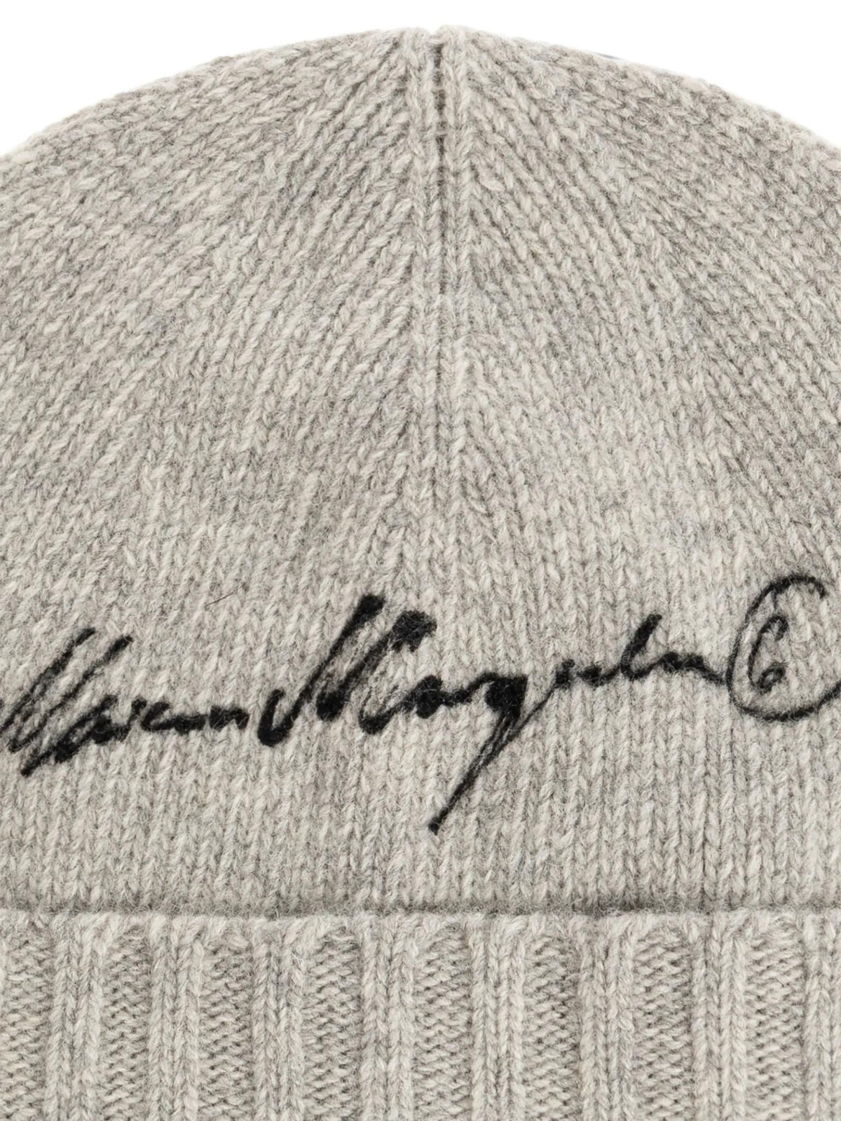 Maison Margiela Wool Rib Knit Beanie Hat Black