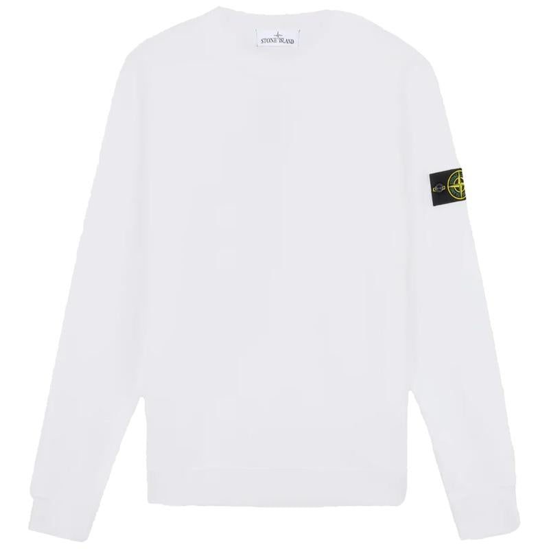 STONE ISLAND Organic Cotton Fleece Crewneck Sweatshirt Black Men