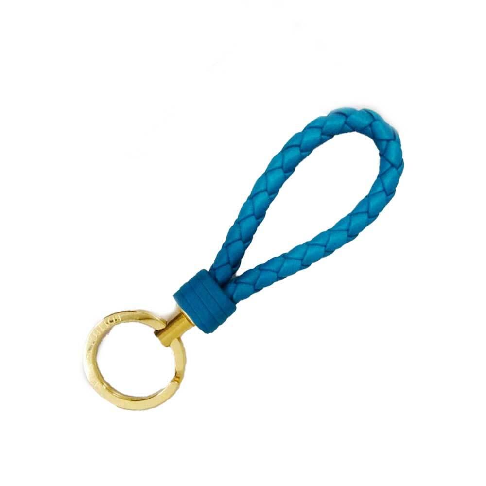 Bottega Veneta Intrecciato Leather Keyring Blue Keychain