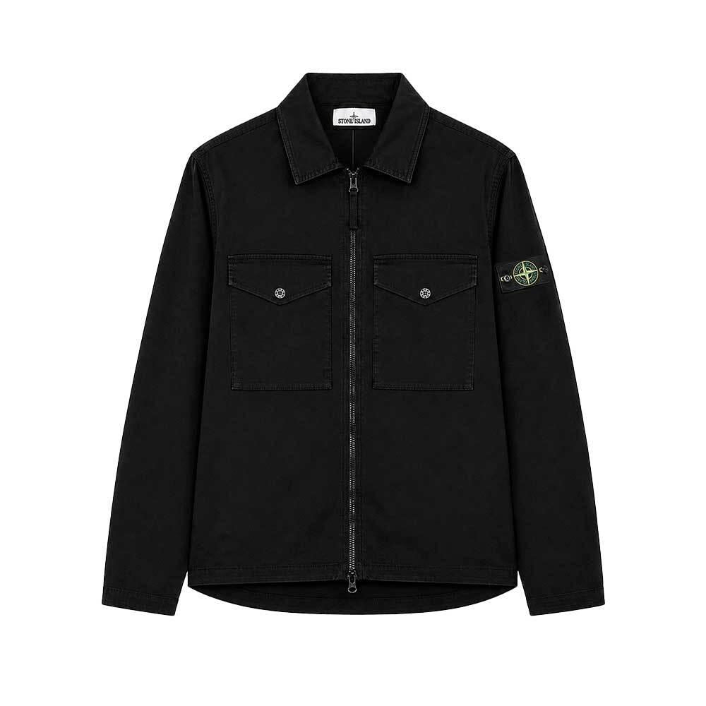 STONE ISLAND Stretch Organic Cotton Satin Zip Overshirt Jack 1200010 S0012 V0029