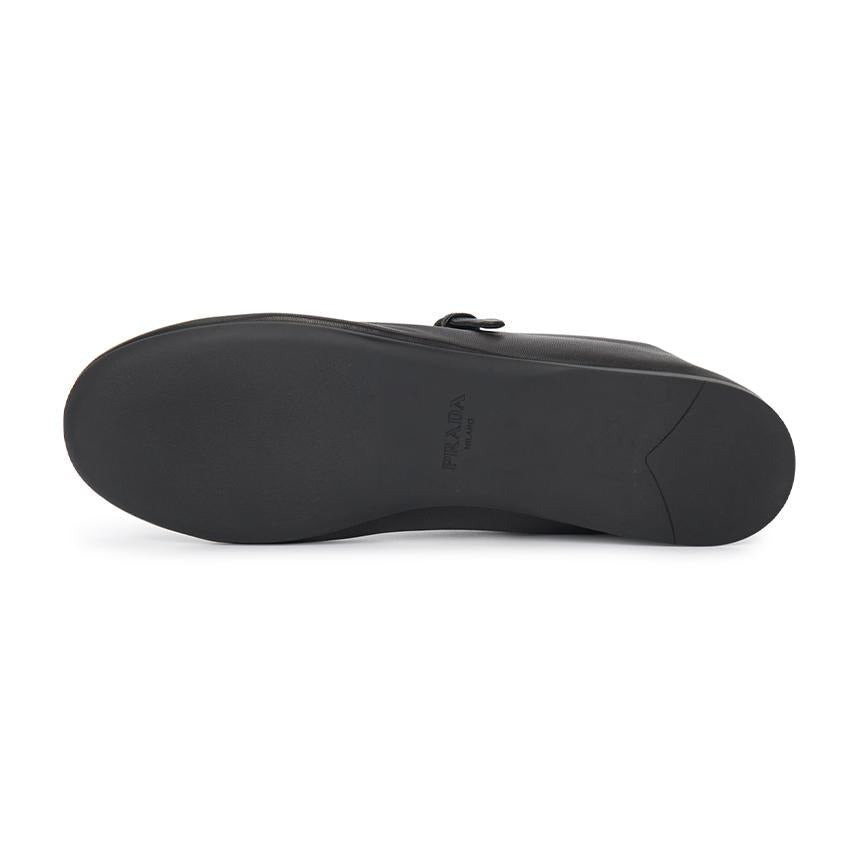 PRADA Black Leather Ballerina Flats Women’s Shoes