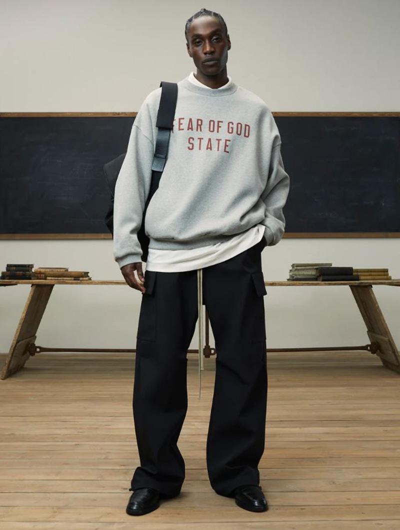 Fear of God Essentials Fleece State Crewneck Sweatshirt Dark Oatmeal Black
