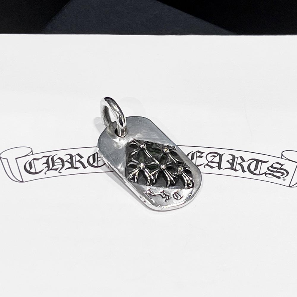Chrome Hearts NYC Cemetery Dog Tag Pendant Silver Charm Necklace