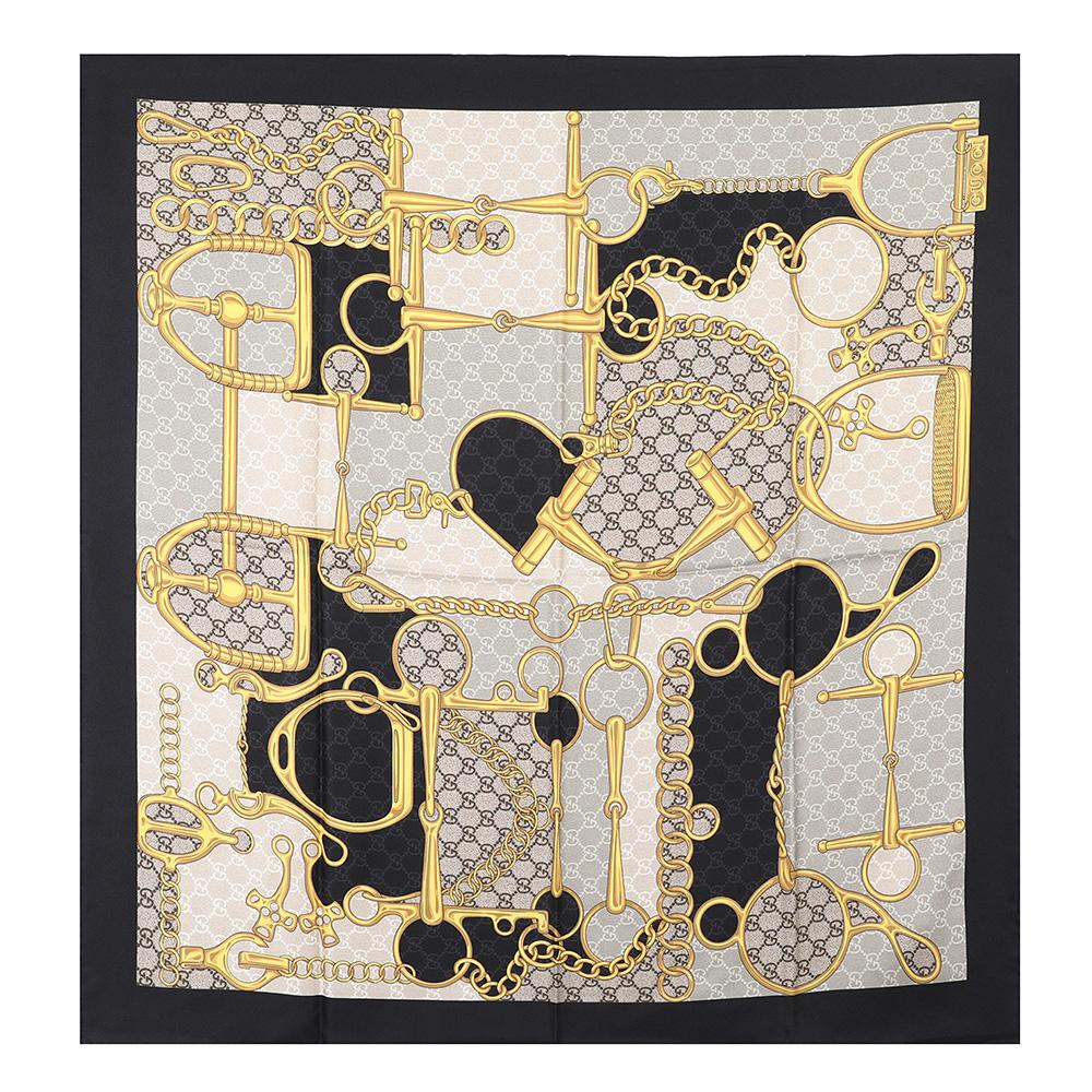 GUCCI GG Horsebit Silk Scarf 764655 3G001 1079