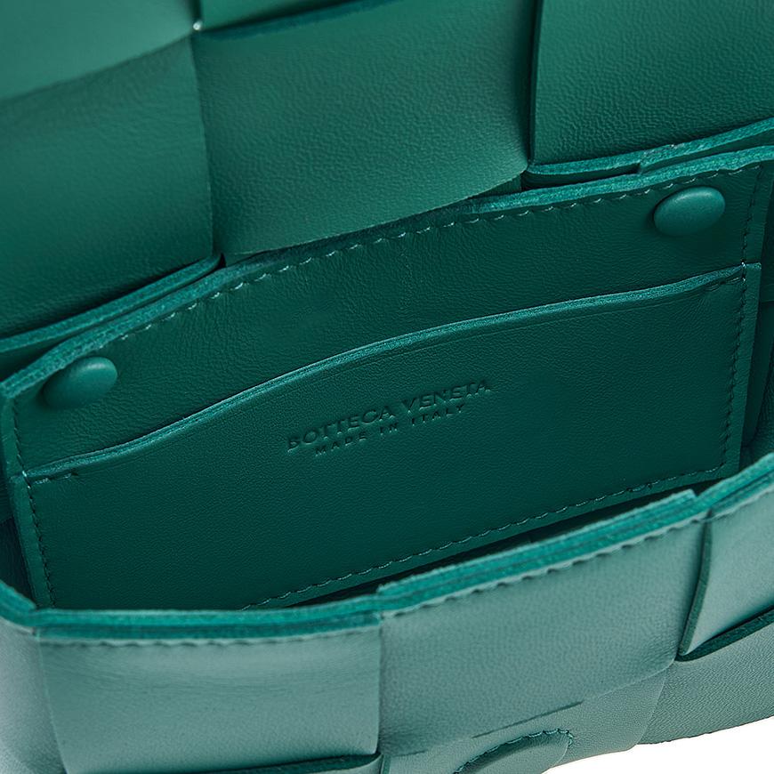 Bottega Veneta Mini Cassette Leather Crossbody Bag Green