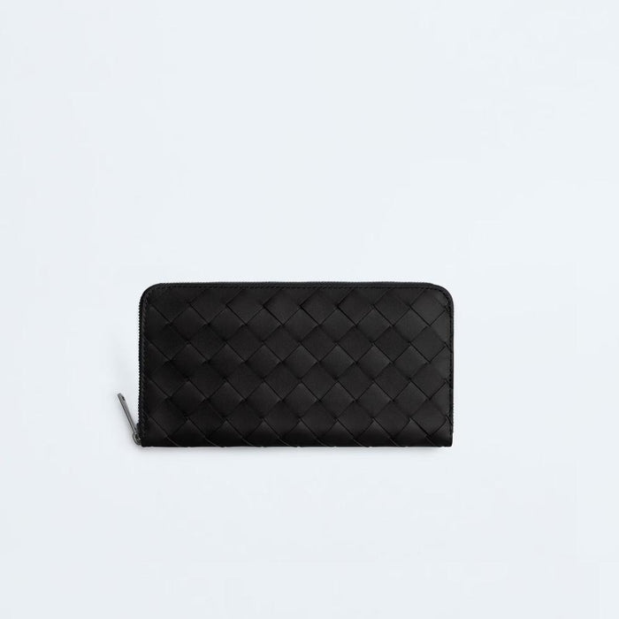 Bottega Veneta Intrecciato Zip-Around Long Wallet Black