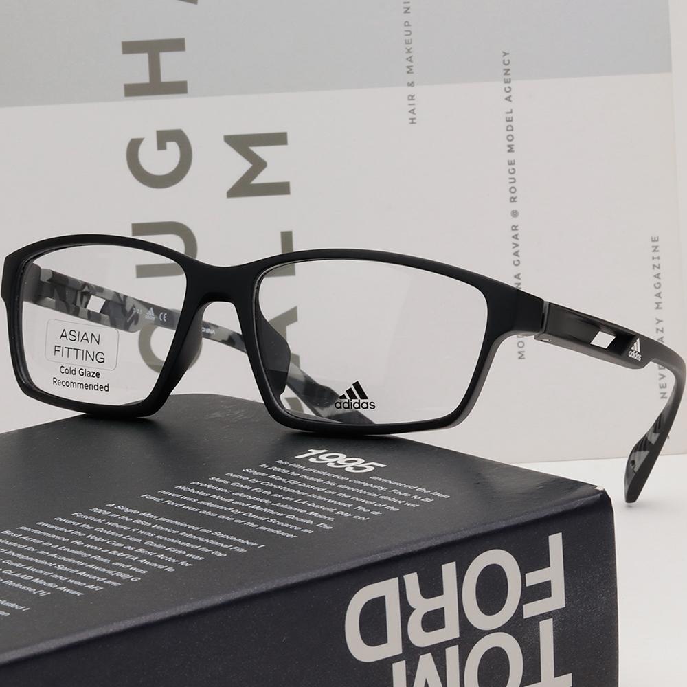 Adidas Black Square Acetate Asian Fit Eyeglass Frames Unisex SP5004F 002