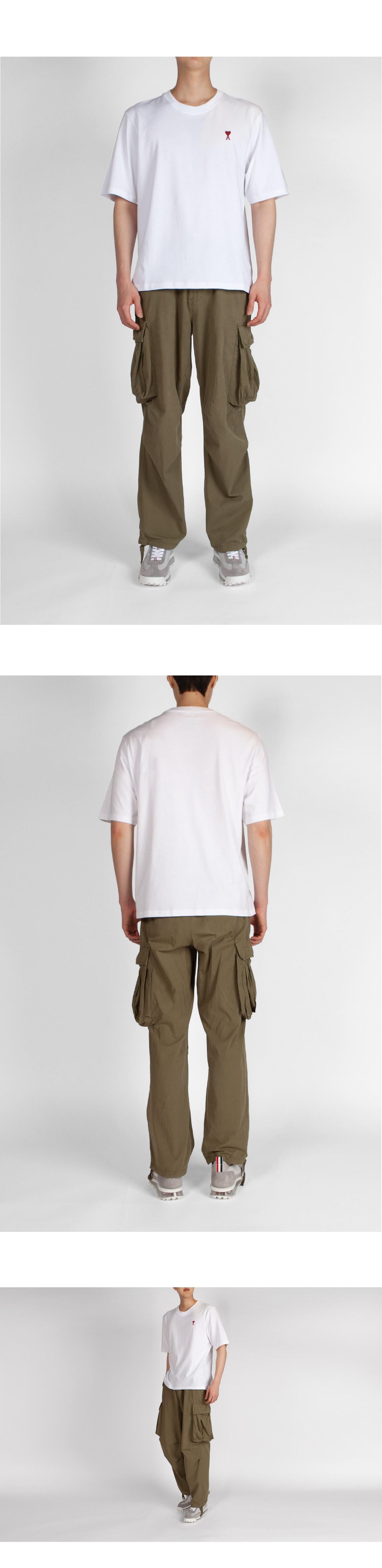 AMI Heart Logo Semi-Overfit Short Sleeve T-Shirt White