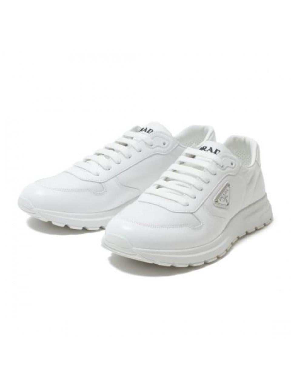 PRADA Black Re-Nylon and Brushed Leather Low-Top Sneakers