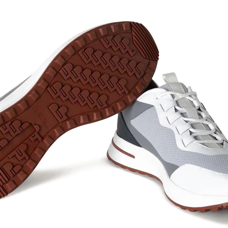 Loro Piana Gray Calfskin Suede Weekend Walk Low-Top Sneakers