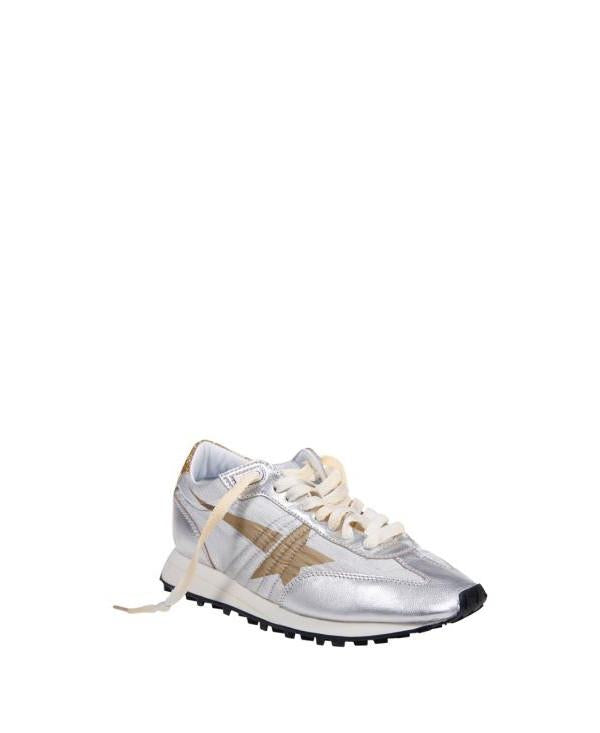 GOLDEN GOOSE Silver Ripstop Nylon Upper Gold Star Marathon Sneakers