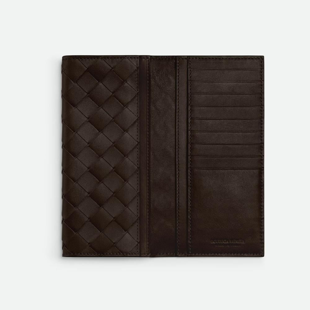 Bottega Veneta Intrecciato Leather Long Wallet Fondente Unisex