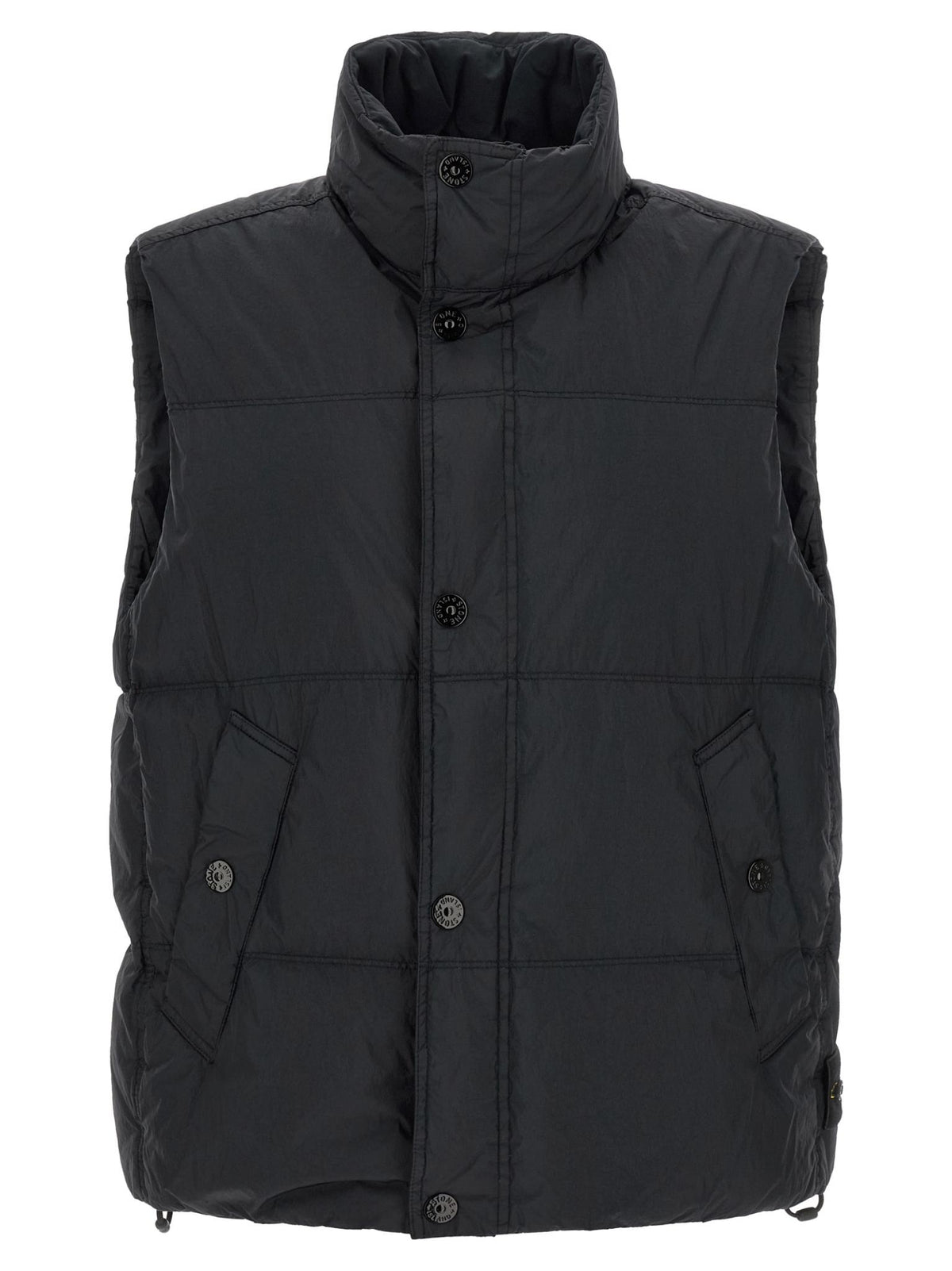 STONE ISLAND Black Nylon Down Puffer Vest