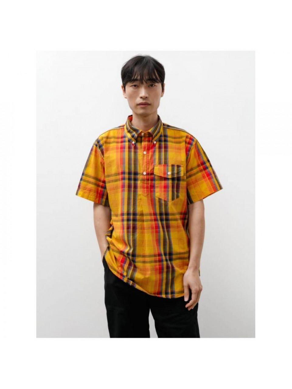 Engineered Garments Gold Cotton Plaid Popover BD Long Sleeve Shirt MP013 ES049