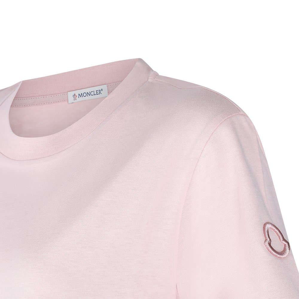 Moncler Light Pink Logo Patch Short Sleeve Women’s T-Shirt