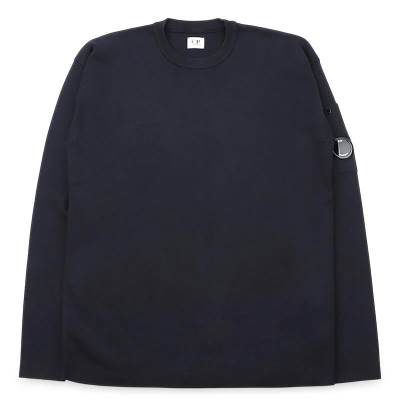 CP Company Lens Patch Round Neck Knit Sweater Navy 20CMKN097A 110560A 888