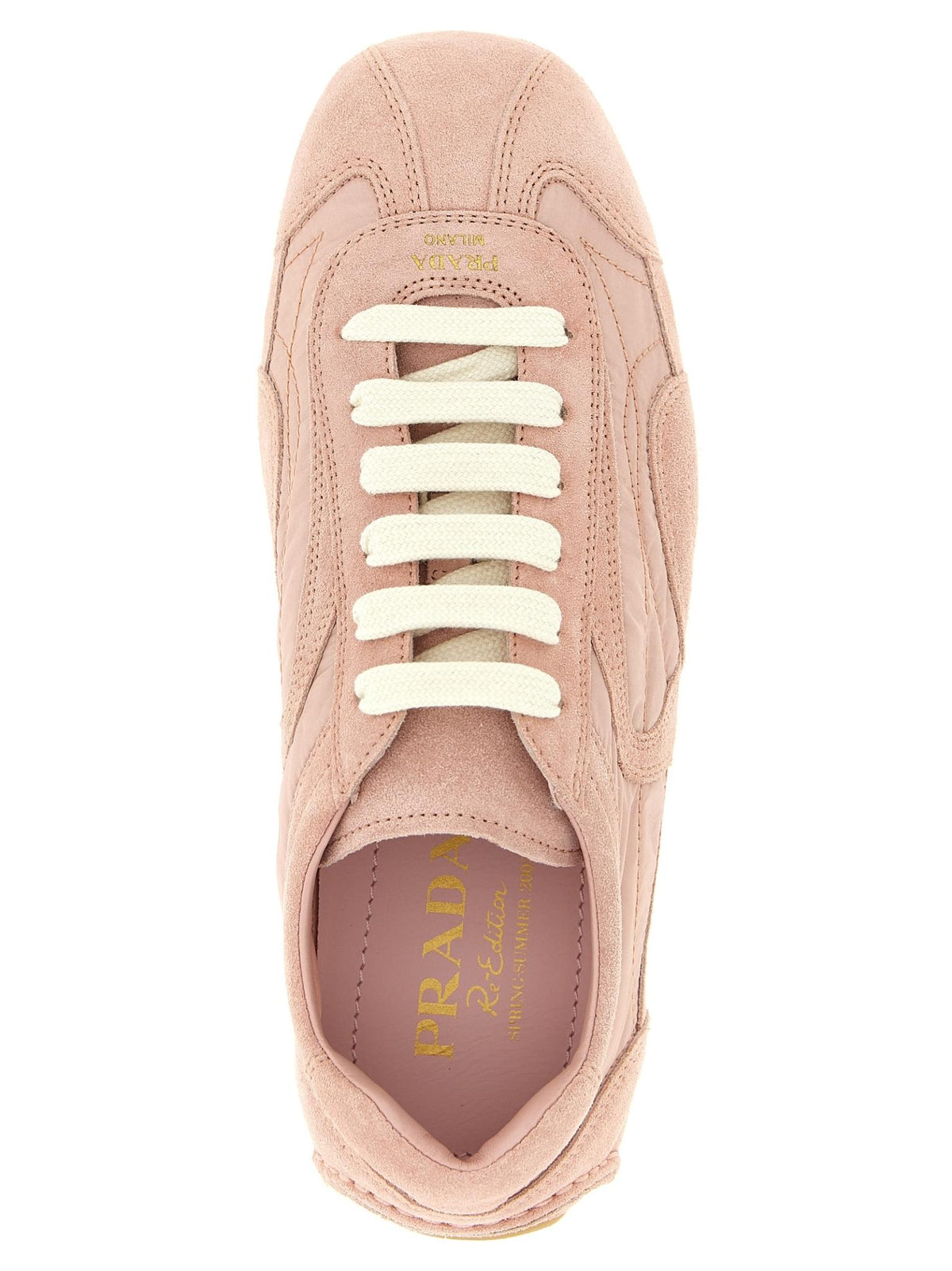 PRADA White Leather Low-Top Sneakers