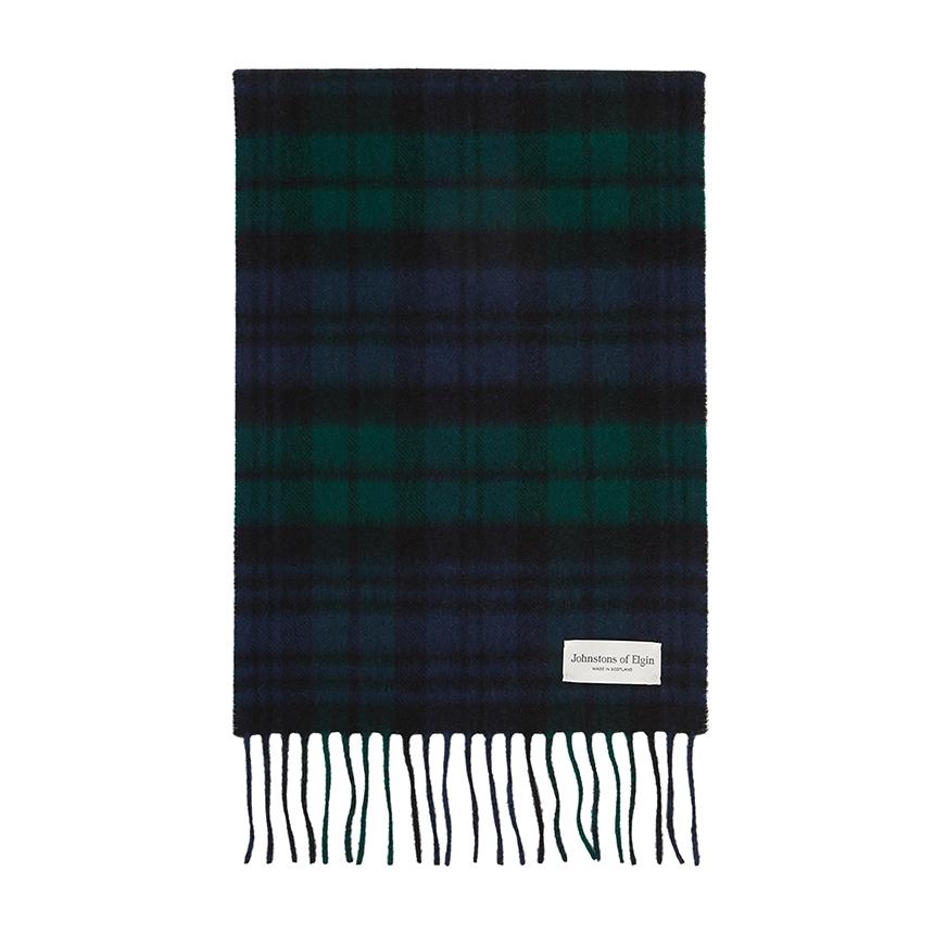 Johnstons of Elgin Tartan Cashmere Scarf Black Watch Unisex