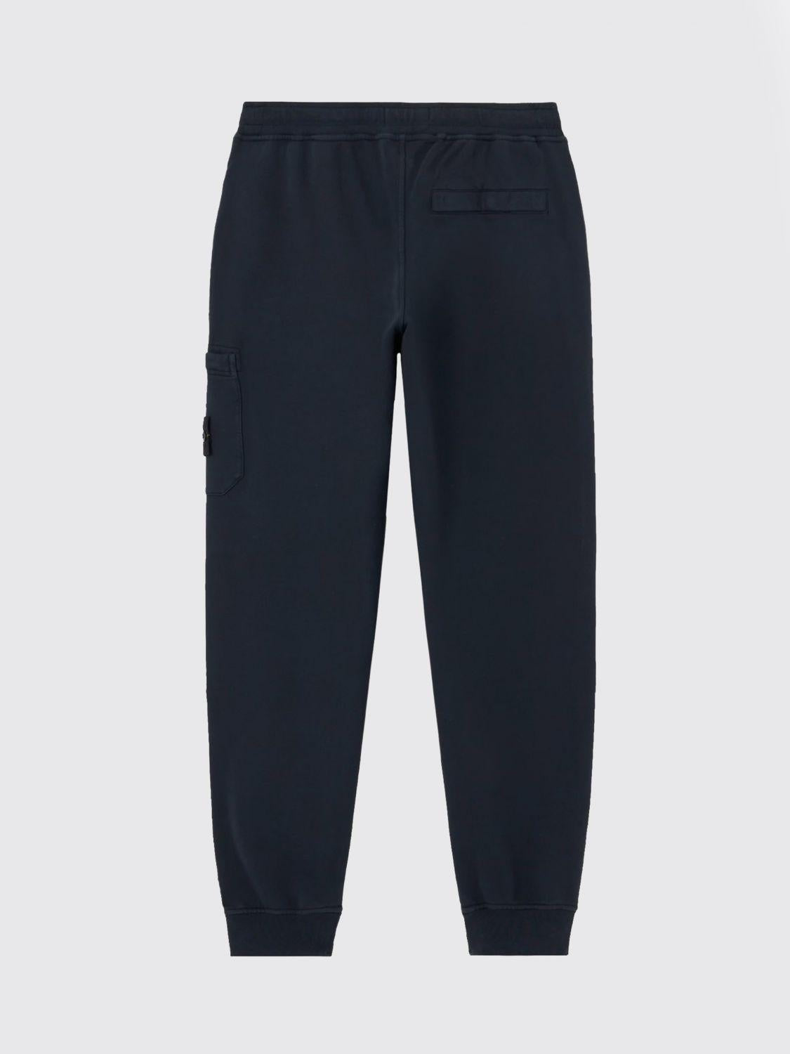 STONE ISLAND Black Cotton Fleece Jogger Sweatpants