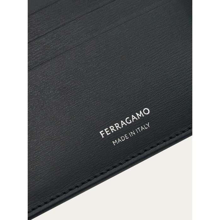 Ferragamo Logo Leather Card Holder Wallet Unisex Navy