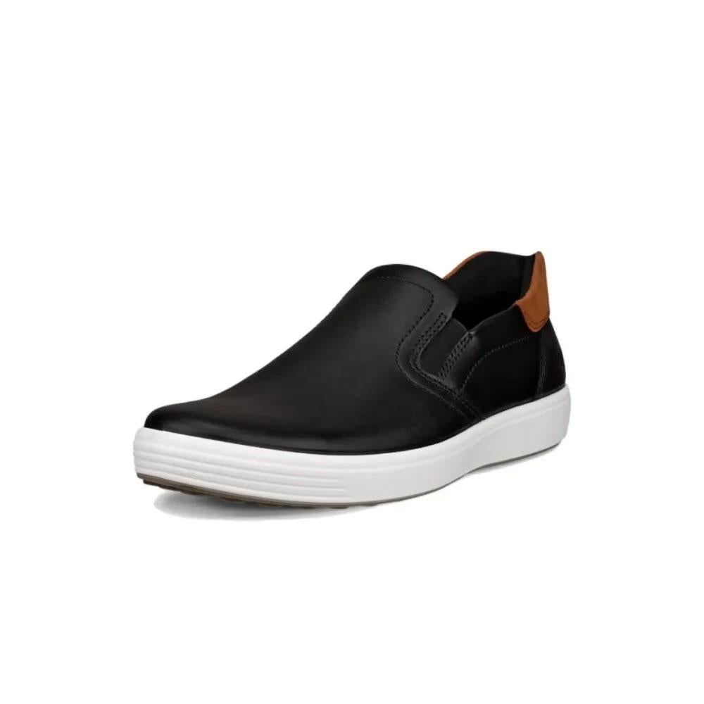 ecco Soft 7 Black Leather Slip-On Sneakers for Men 470834 51866