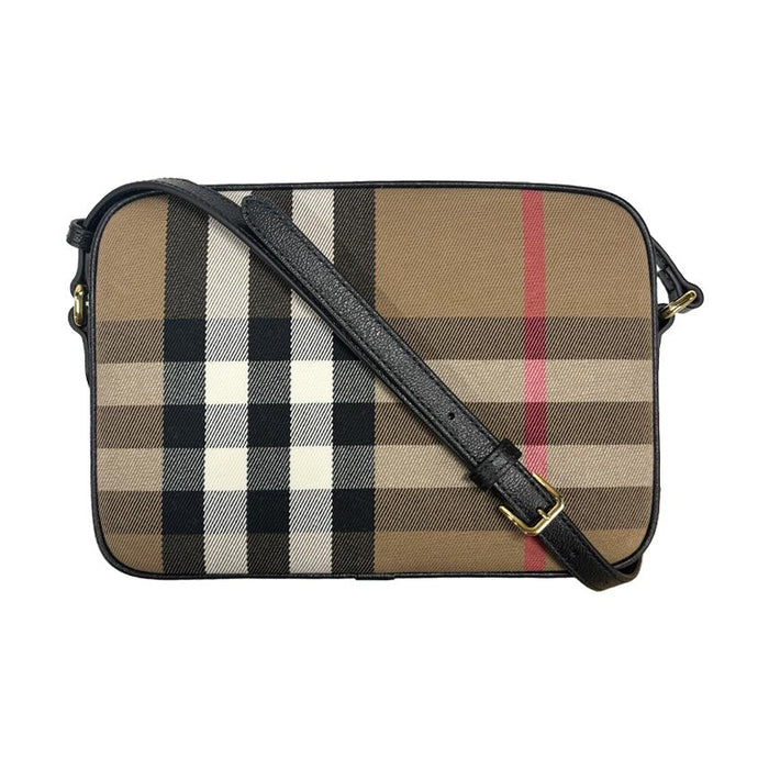 BURBERRY House Check Camera Crossbody Bag Black
