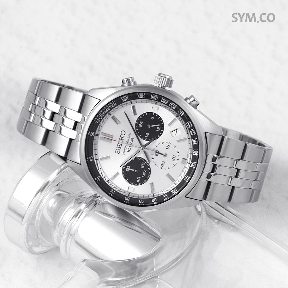 Seiko Chronograph Panda Dial 100m Water Resistant Men’s Metal Watch SSB425 P1