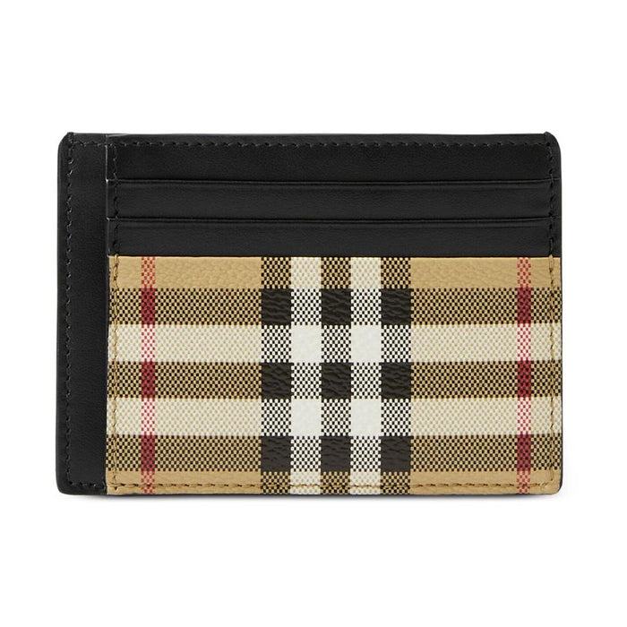 BURBERRY Beige Check Money Clip Card Holder Wallet