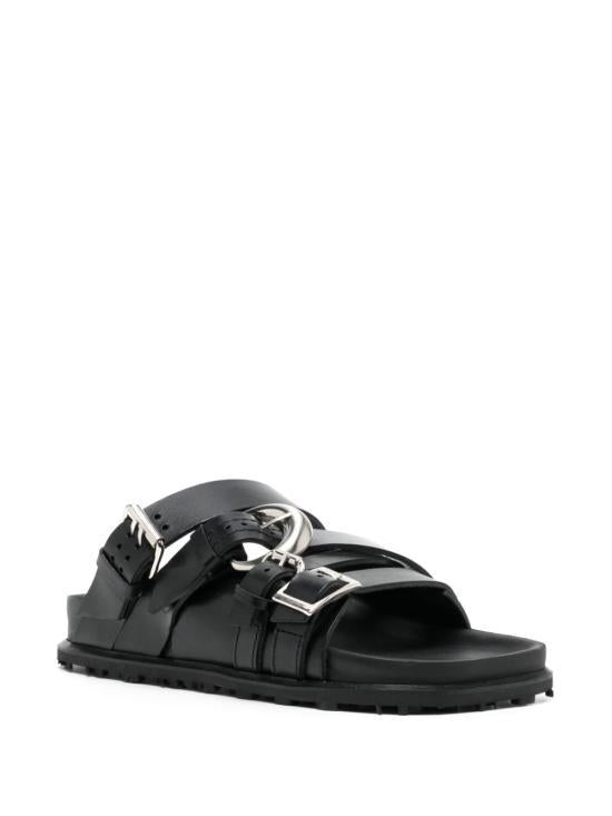 Marine Serre Black Mule Slippers Sandals WFW030 CLEA0033